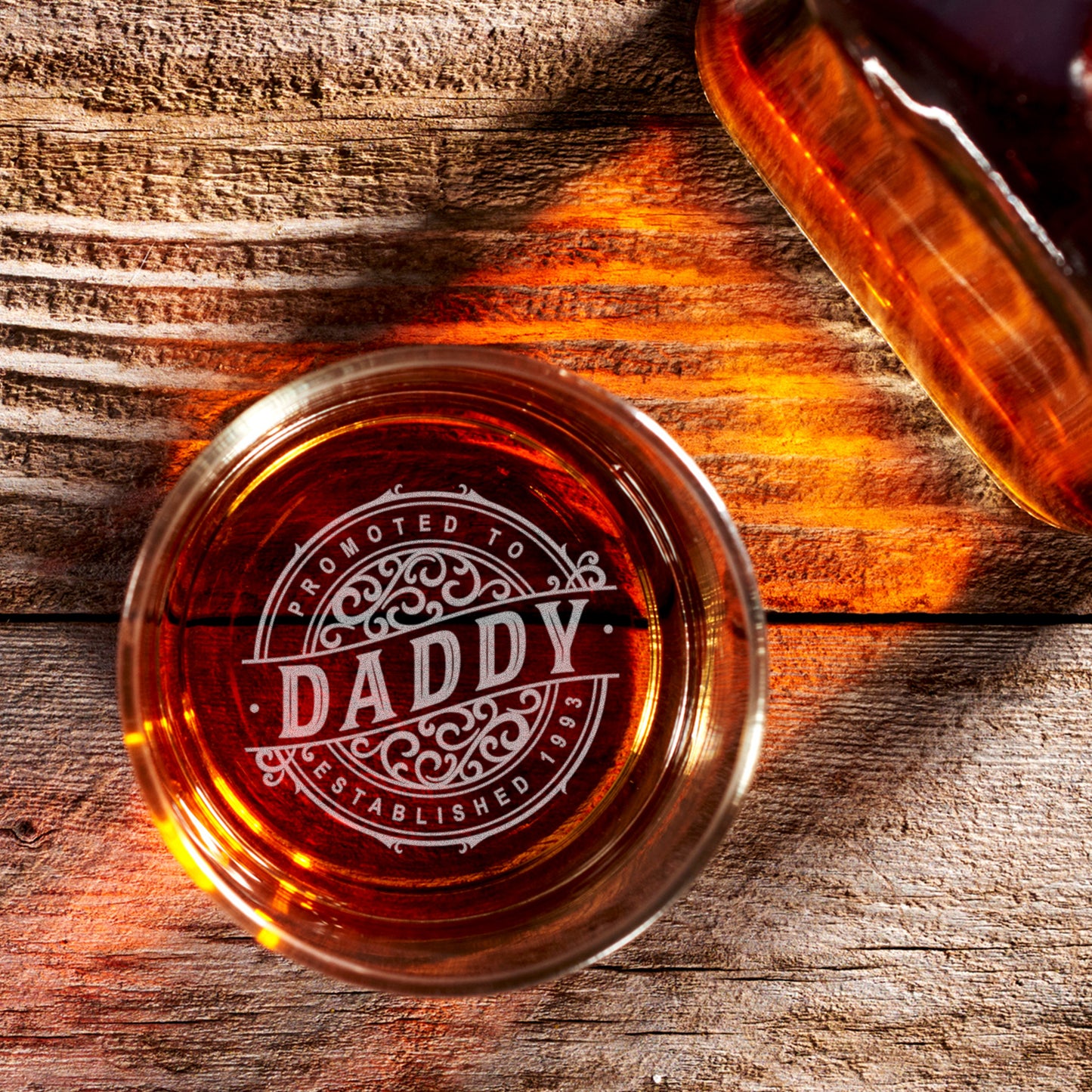 Promoted to Uncle Whiskey Glass – 11 oz Bottom Engraved - Custom “Established” Date Gift