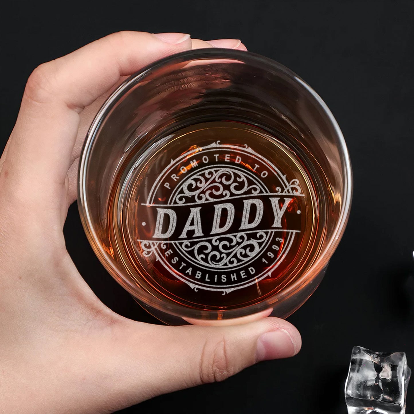 Promoted to Uncle Whiskey Glass – 11 oz Bottom Engraved - Custom “Established” Date Gift