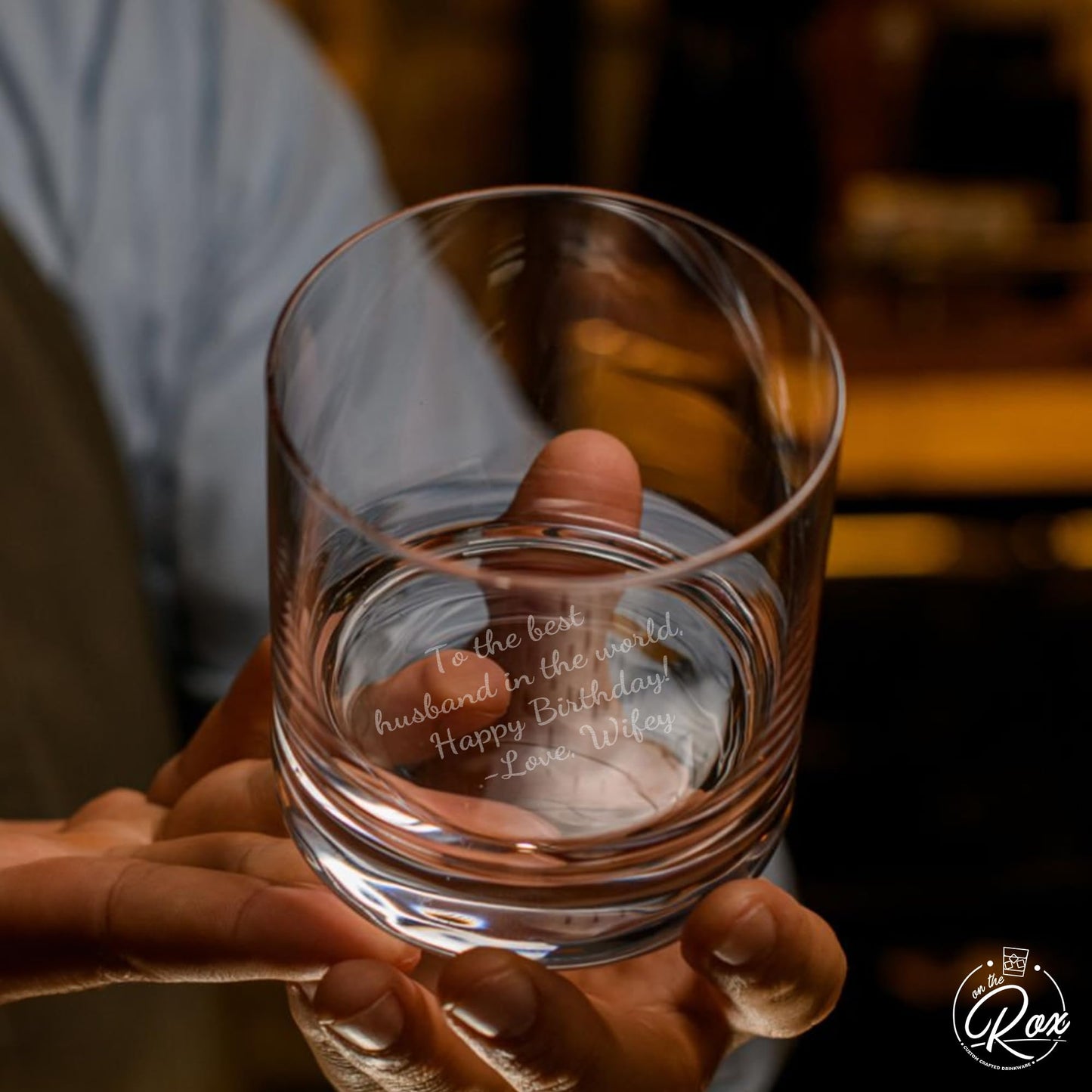 Bottom Engraved Handwritten Personalized Bourbon Glass - 11 oz