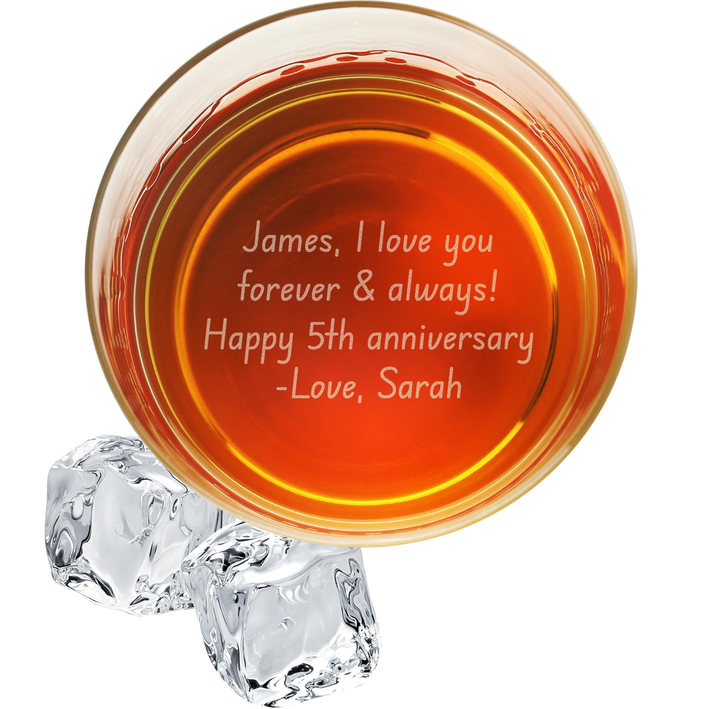 Bottom Engraved Handwritten Personalized Bourbon Glass - 11 oz