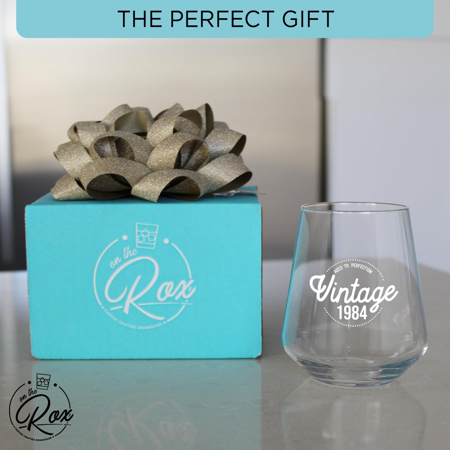 40th Birthday Gifts for Women and Men - 14oz Vintage 1983 40th Birthday Wine Glass - Dishwasher Safe Stemless Wine Glass for 40 Year Old Birthday Gifts for Women - 40th Birthday Gift Ideas -On the Rox