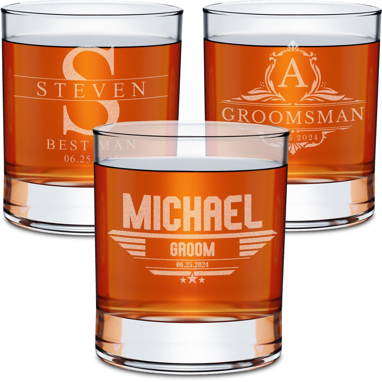 Personalized Groomsmen Whiskey, Bourbon Glass Gifts - Custom Groomsman Gift -Personalized Wedding Whiskey Glass - Groomsman Proposal - 11 oz Engraved Groomsmen Scotch Glass