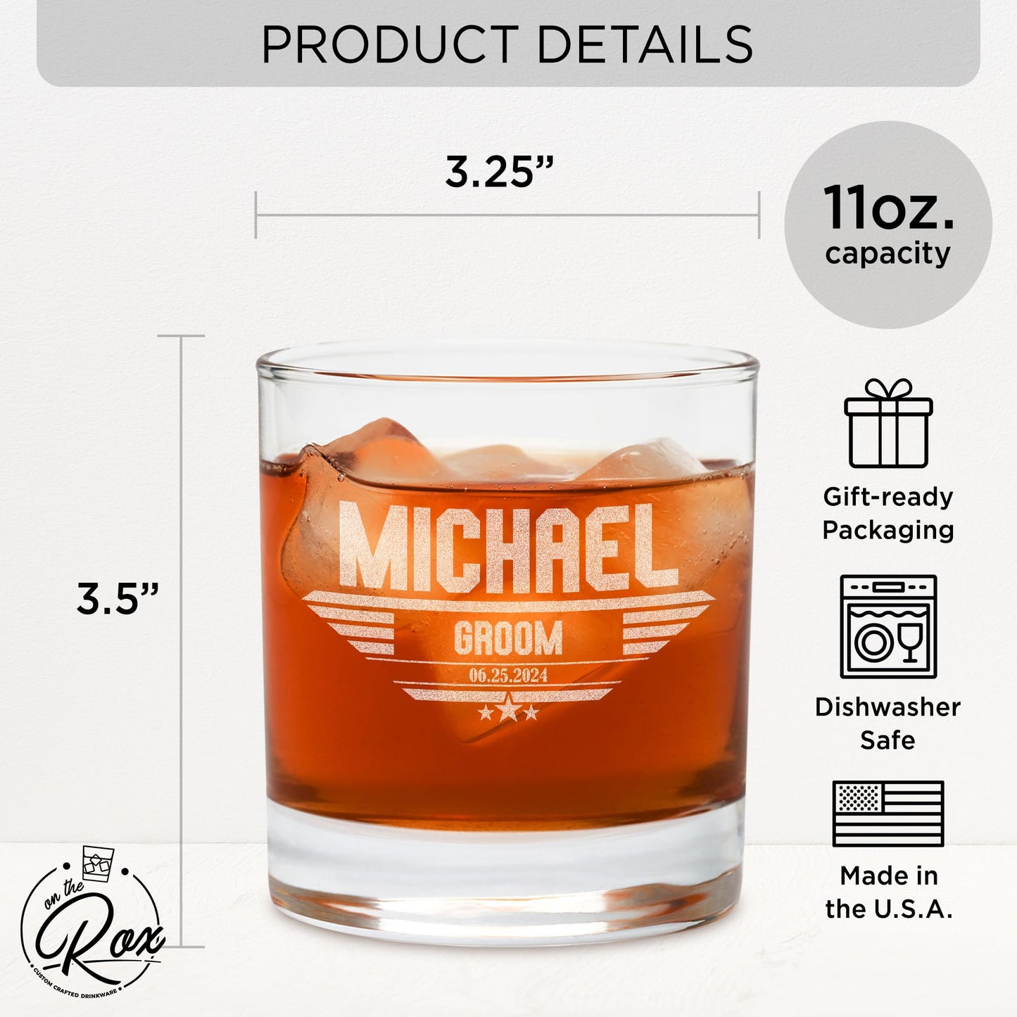 Personalized Groomsmen Whiskey, Bourbon Glass Gifts - Custom Groomsman Gift -Personalized Wedding Whiskey Glass - Groomsman Proposal - 11 oz Engraved Groomsmen Scotch Glass