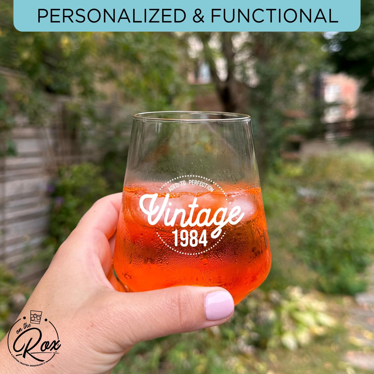 40th Birthday Gifts for Women and Men - 14oz Vintage 1983 40th Birthday Wine Glass - Dishwasher Safe Stemless Wine Glass for 40 Year Old Birthday Gifts for Women - 40th Birthday Gift Ideas -On the Rox