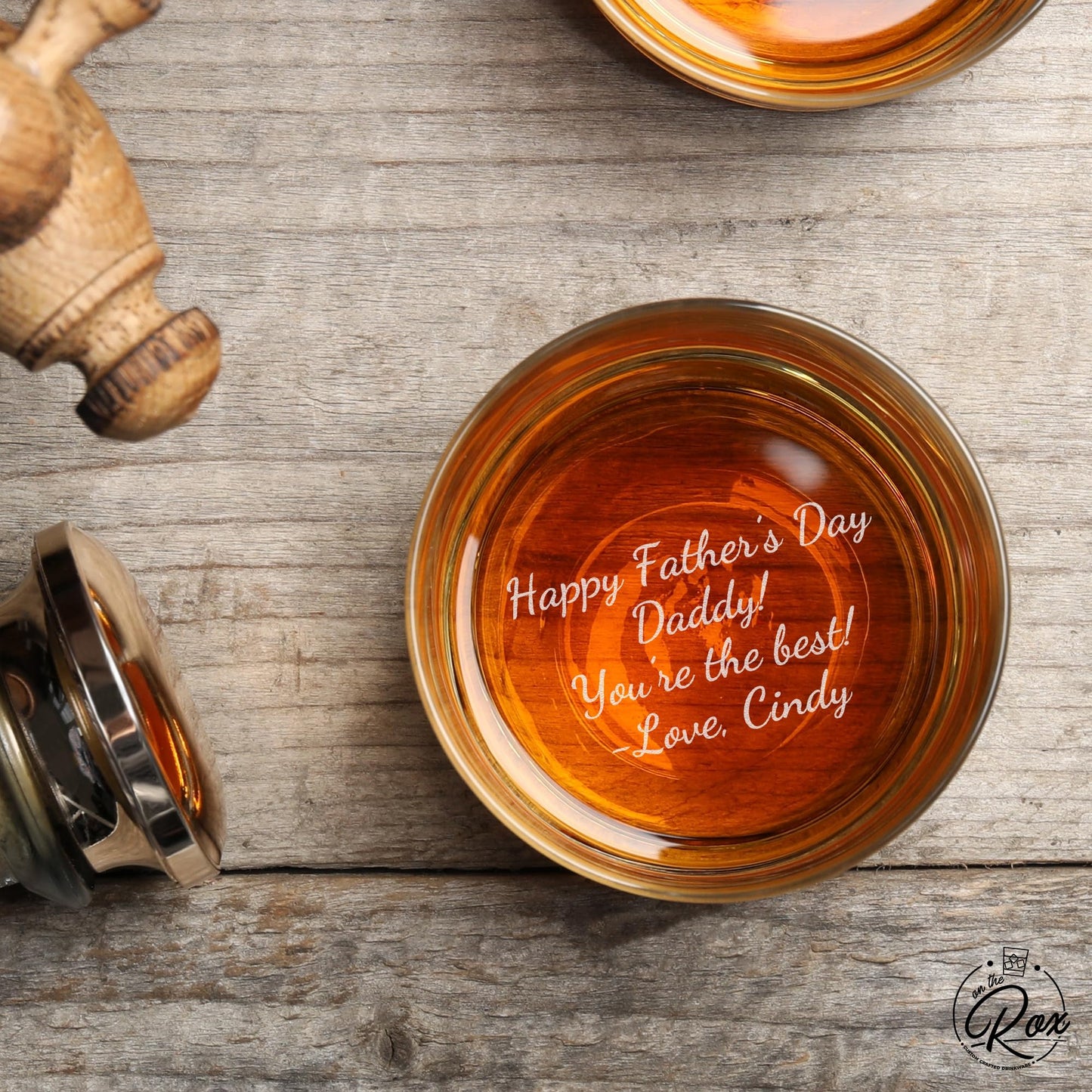 Bottom Engraved Handwritten Personalized Bourbon Glass - 11 oz