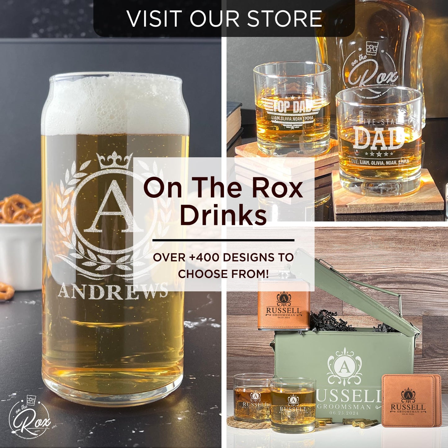 Bottom Engraved Handwritten Personalized Bourbon Glass - 11 oz