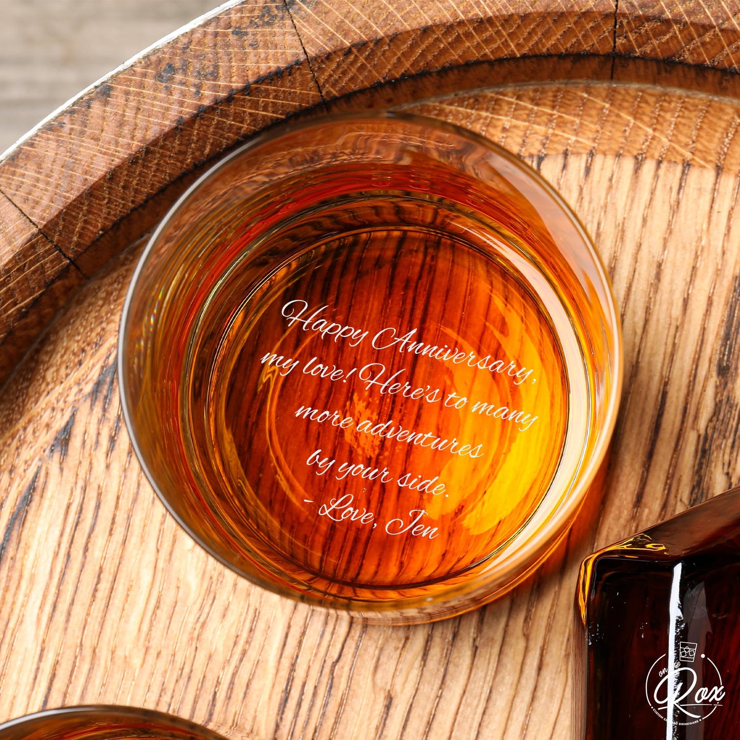 Bottom Engraved Handwritten Personalized Bourbon Glass - 11 oz