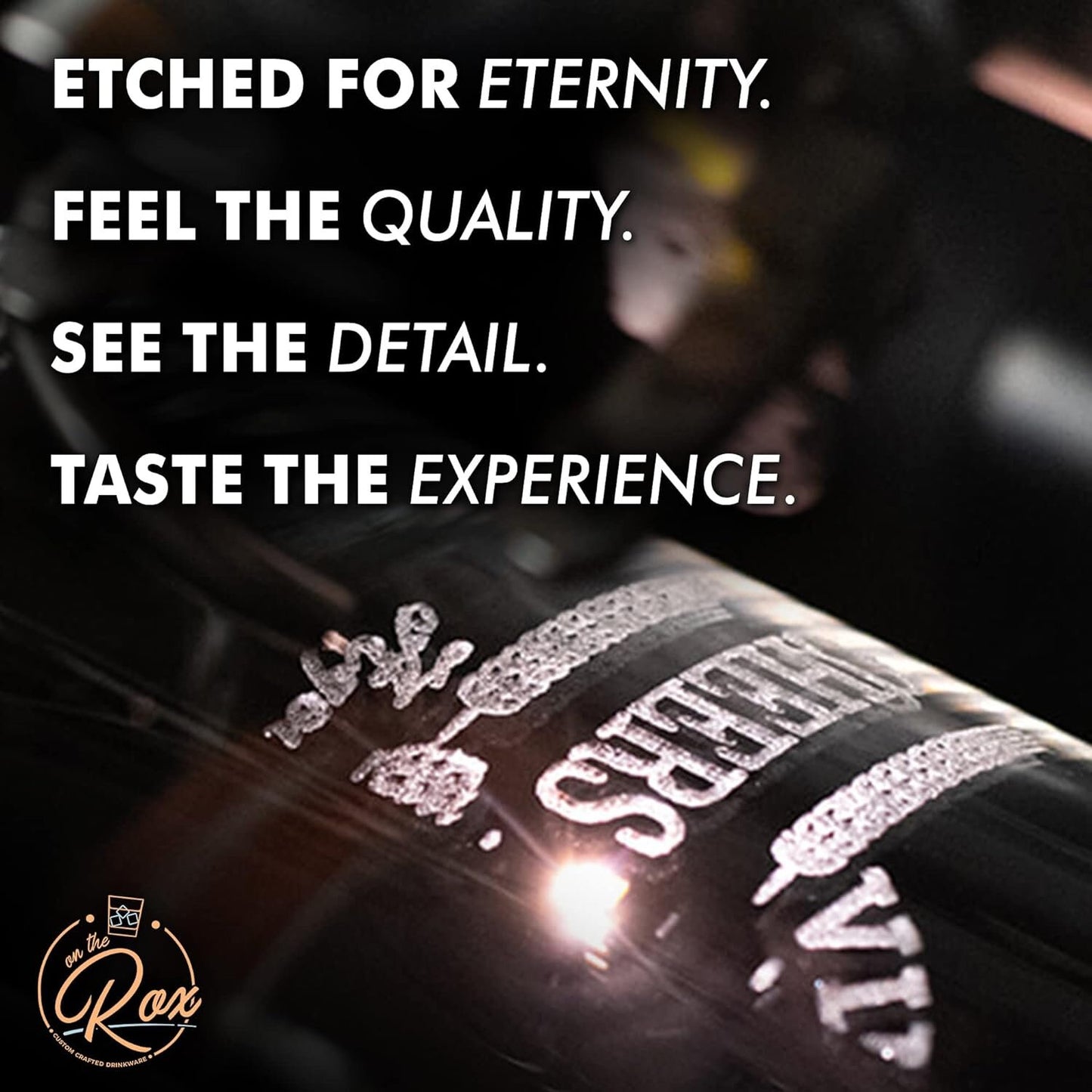 Engraved Split Monogrammed Whiskey Glass Set of 4 - Personalized Whiskey Gift for Men - Customized Cocktail, Bourbon, Scotch, Rocks Glass