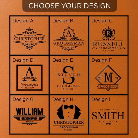 Custom Engraved Groomsmen Flask - Personalized PU Leather Wedding Party Gift - 6oz Best Man & Groomsman Proposal Flask