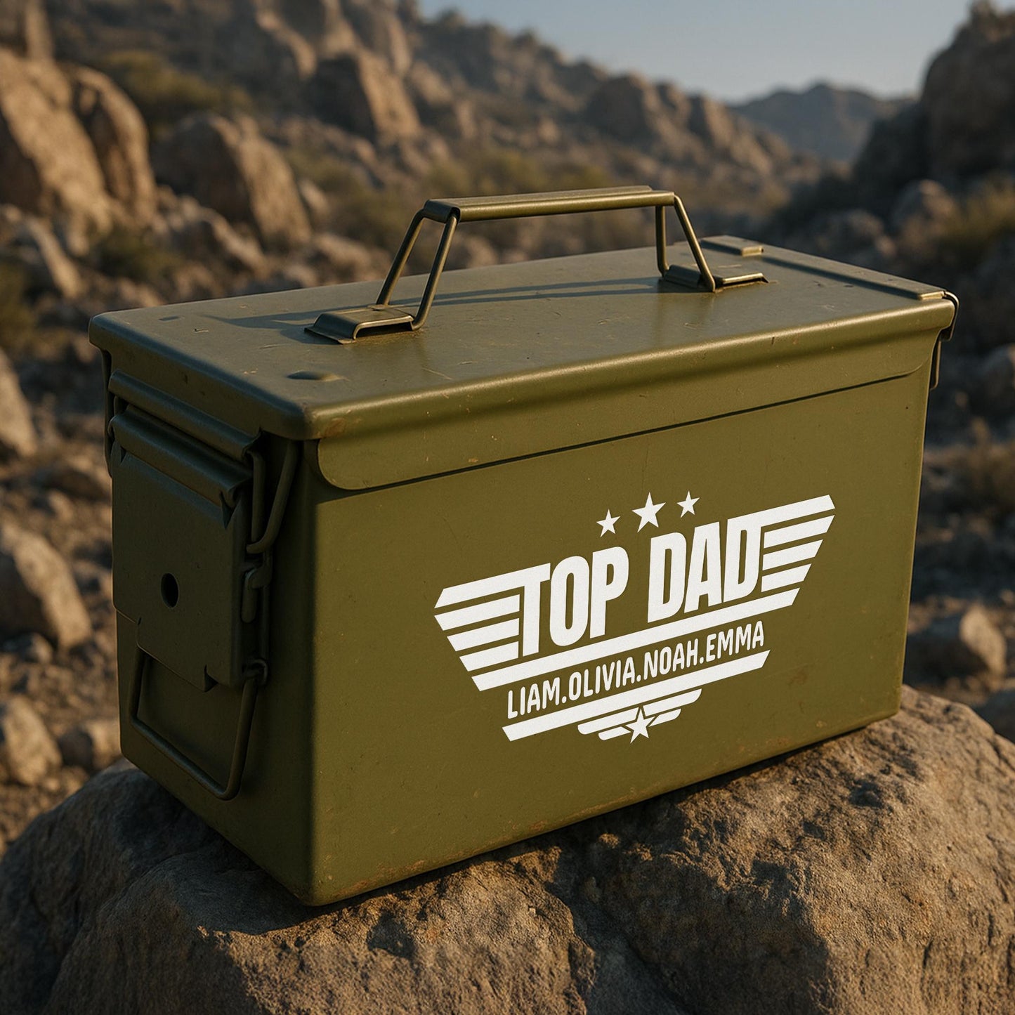 Personalized Ammo Box-Fathers Day Gift-Custom Ammo Box-Gifts For Dad-Step Dad Fathers Day Gift-Fathers Day Gift From Kids-Ammo Can