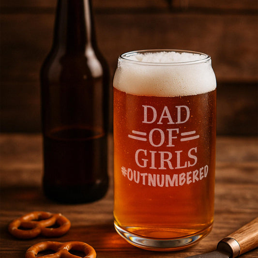 Dad of Girls Glass–Funny Father’s Day Gift from Daughters–Dad of Daughters Beer Glass–Funny Dad Gift–Father Gift from Kids