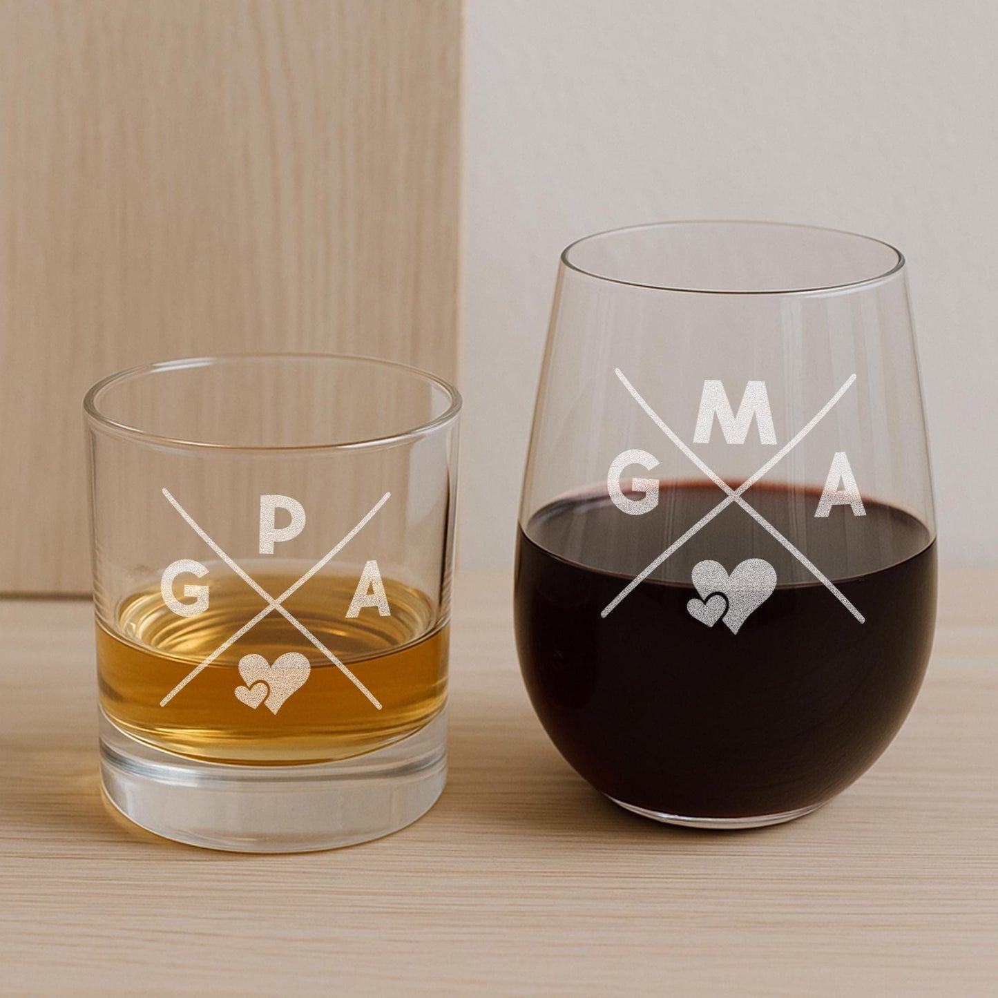 Grandparent Gifts-Gma Gifts-Gift Ideas For Grandma And Grandpa-Gpa Gifts-Grandparent Cocktail Glasses-Grandparents Wine And Whiskey Set