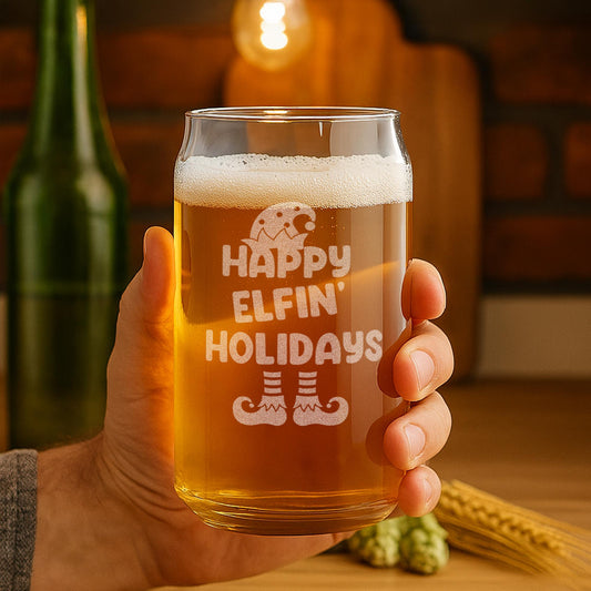 Christmas Beer Glass-Elf Glasses-Holiday Glasses-Funny Christmas Gifts For Him-Christmas Gifts For Men-Secret Santa Gift Idea-Christmas Gift