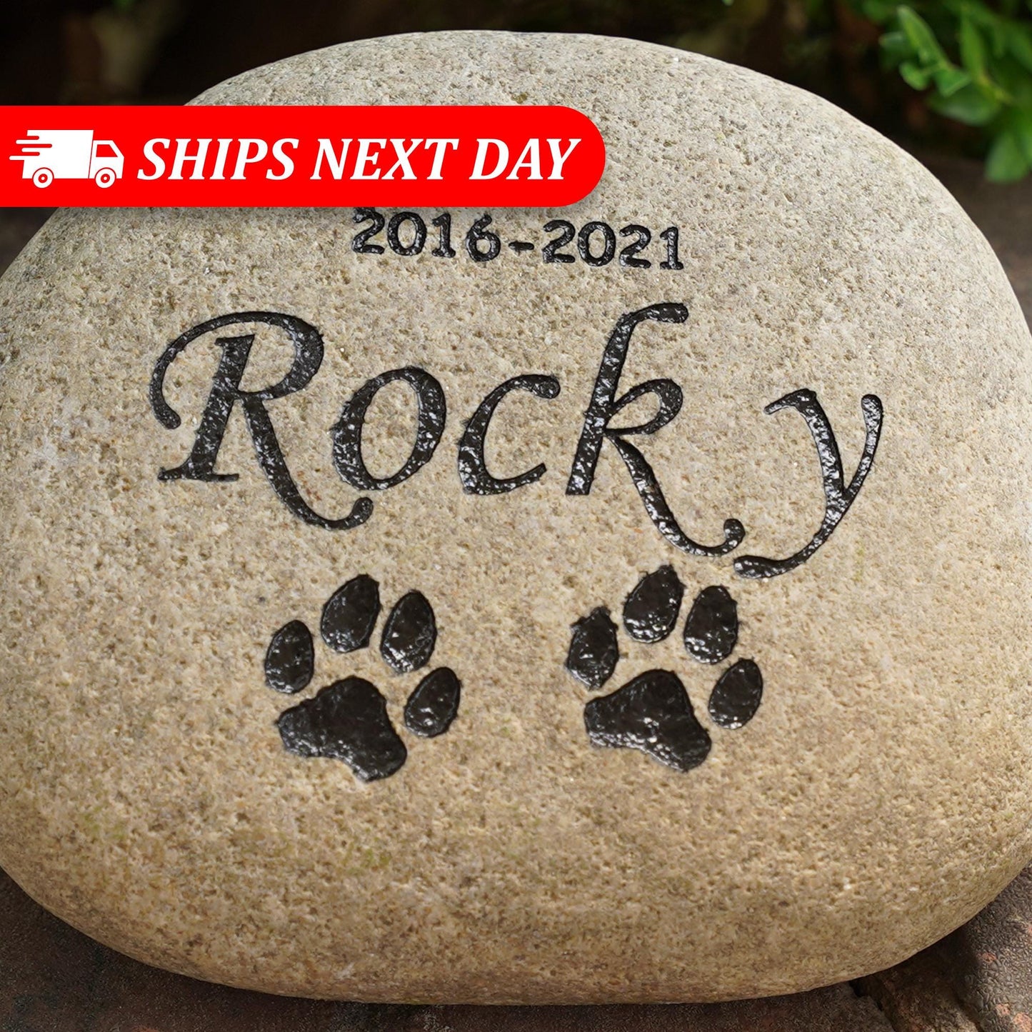 Custom Pet Memorial Stone – Personalized River Rock - Dog or Cat Grave Marker | 4 Designs & 4 Sizes | Engraved Outdoor Pet Tribute S/M/LG/XL