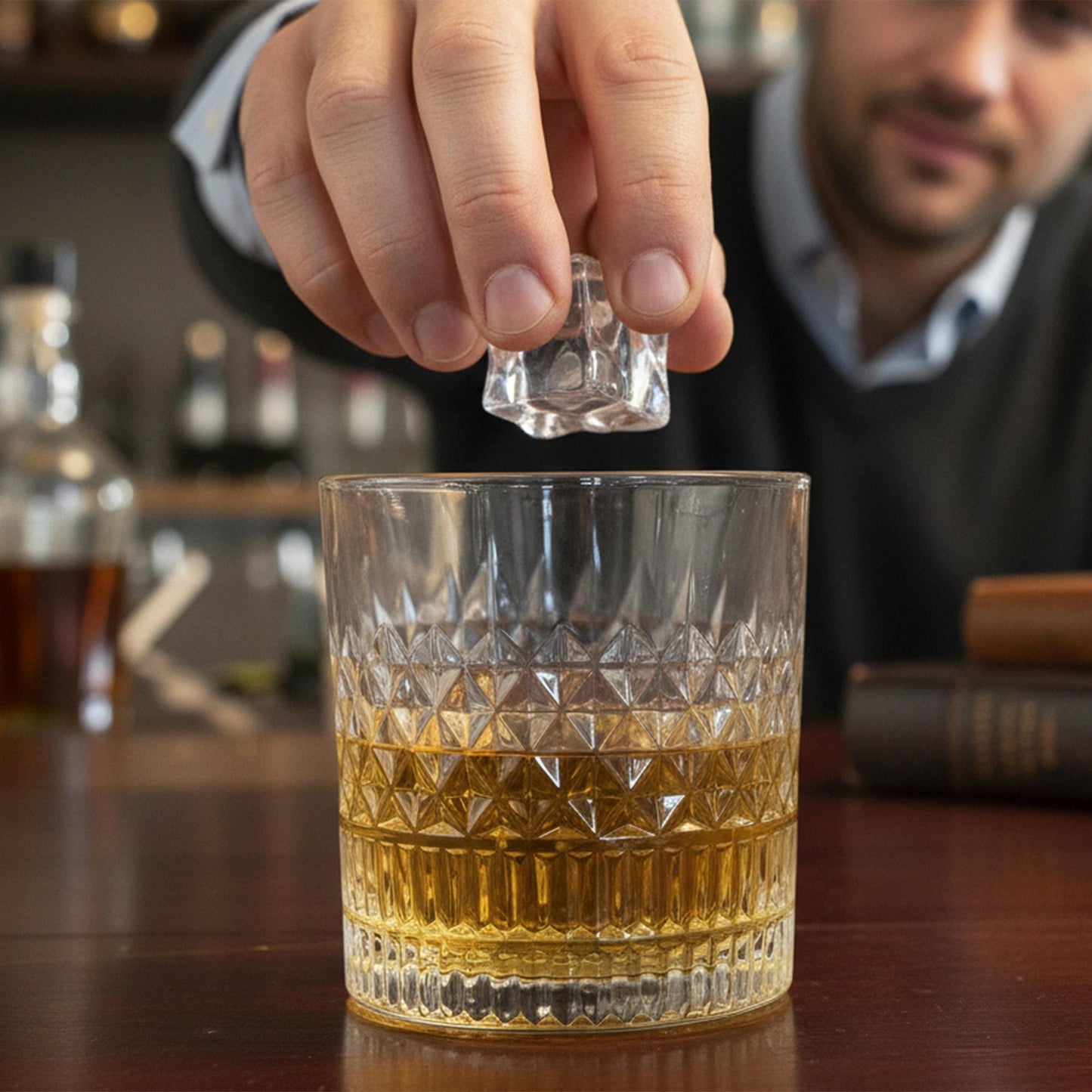 Valentines Day Gift For Him - 11oz Diamond Whiskey Glass - Valentine's Day Gifts - Bottom Engraved -Anniversary Gift for Men - Fathers Day