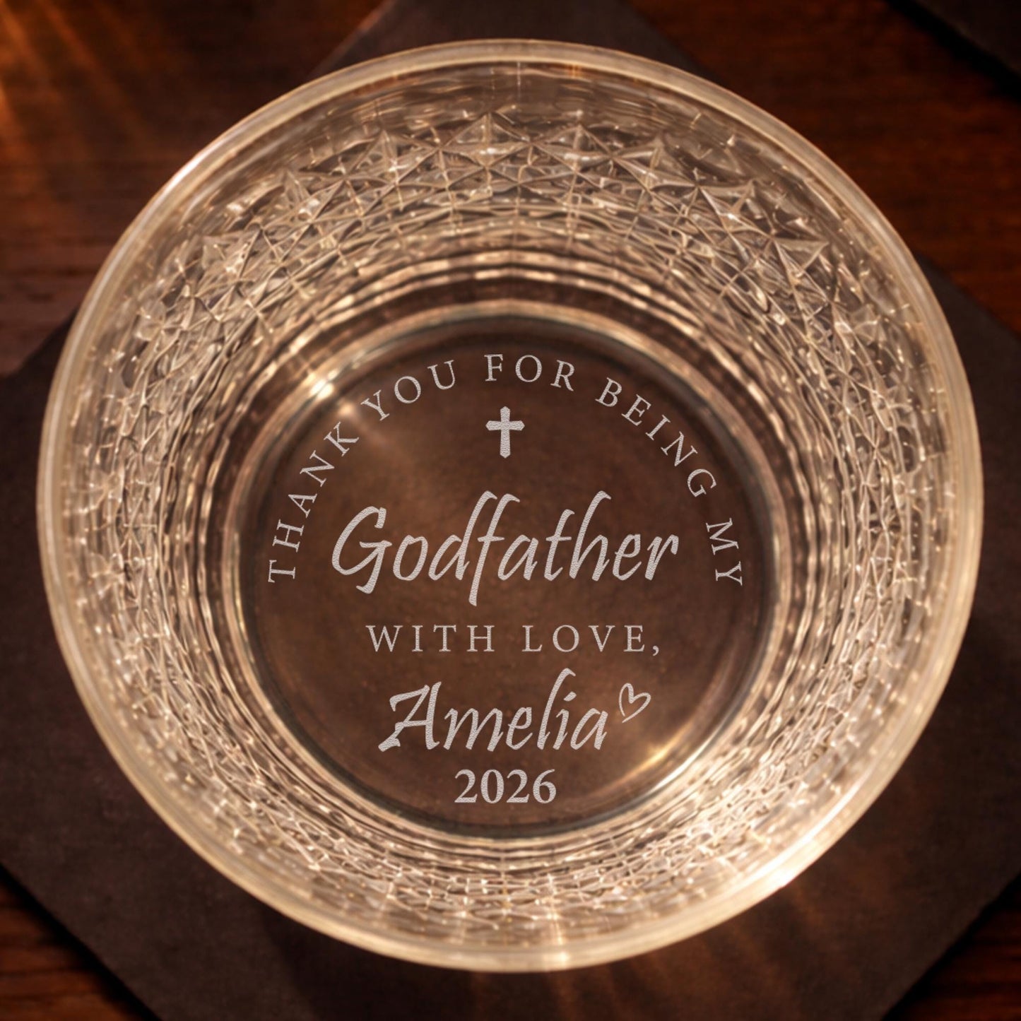 Custom Engraved Godfather Whiskey Glass Gift-Baptism-Godfather Drinking Glass-Godfather Thank You Gifts-Godparent Gifts-Godfather Proposal
