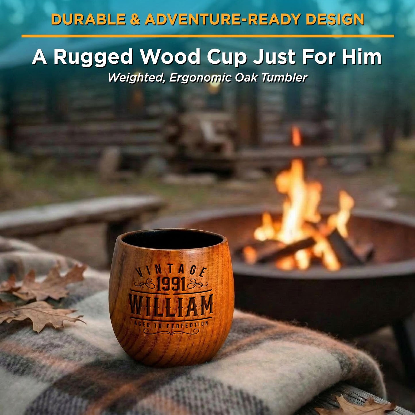 Birthday Wood Whiskey Glass-Birthday Gifts For Him-Charred Wood Bourbon Cup-Personalized Mens Gift-Birthday Gift For Dad, Boyfriend, Husband