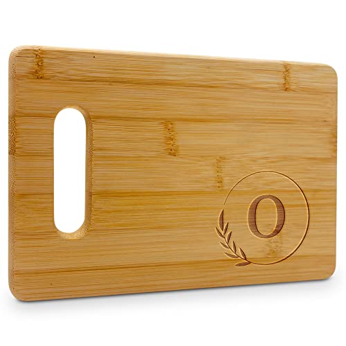 On The Rox Monogrammed Cutting Boards - 9β x 12β A to Z Personalized Engraved Bamboo Board (O) - Large Customized Wood Cutting Board with Initials - Wooden Custom Charcuterie Board Kitchen Gifts