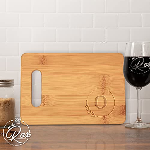 On The Rox Monogrammed Cutting Boards - 9β x 12β A to Z Personalized Engraved Bamboo Board (O) - Large Customized Wood Cutting Board with Initials - Wooden Custom Charcuterie Board Kitchen Gifts