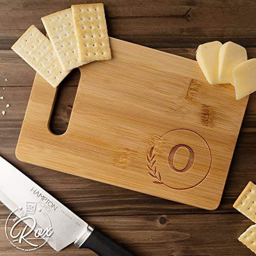 On The Rox Monogrammed Cutting Boards - 9β x 12β A to Z Personalized Engraved Bamboo Board (O) - Large Customized Wood Cutting Board with Initials - Wooden Custom Charcuterie Board Kitchen Gifts