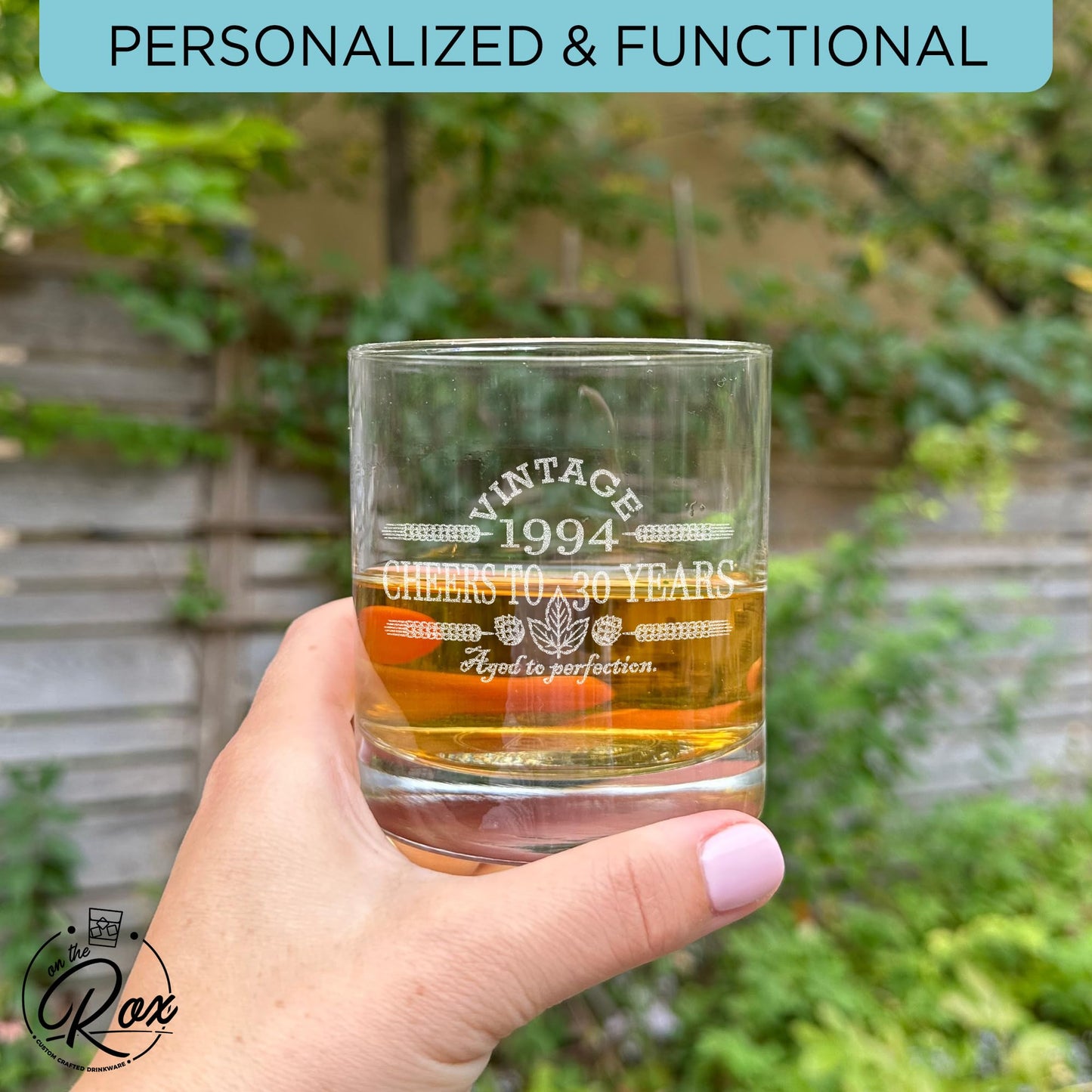 30th Birthday Gifts for Him - 11 oz Engraved Bourbon Glass - Vintage 1994 Cheers to 30 Year Old Birthday Gift for Men