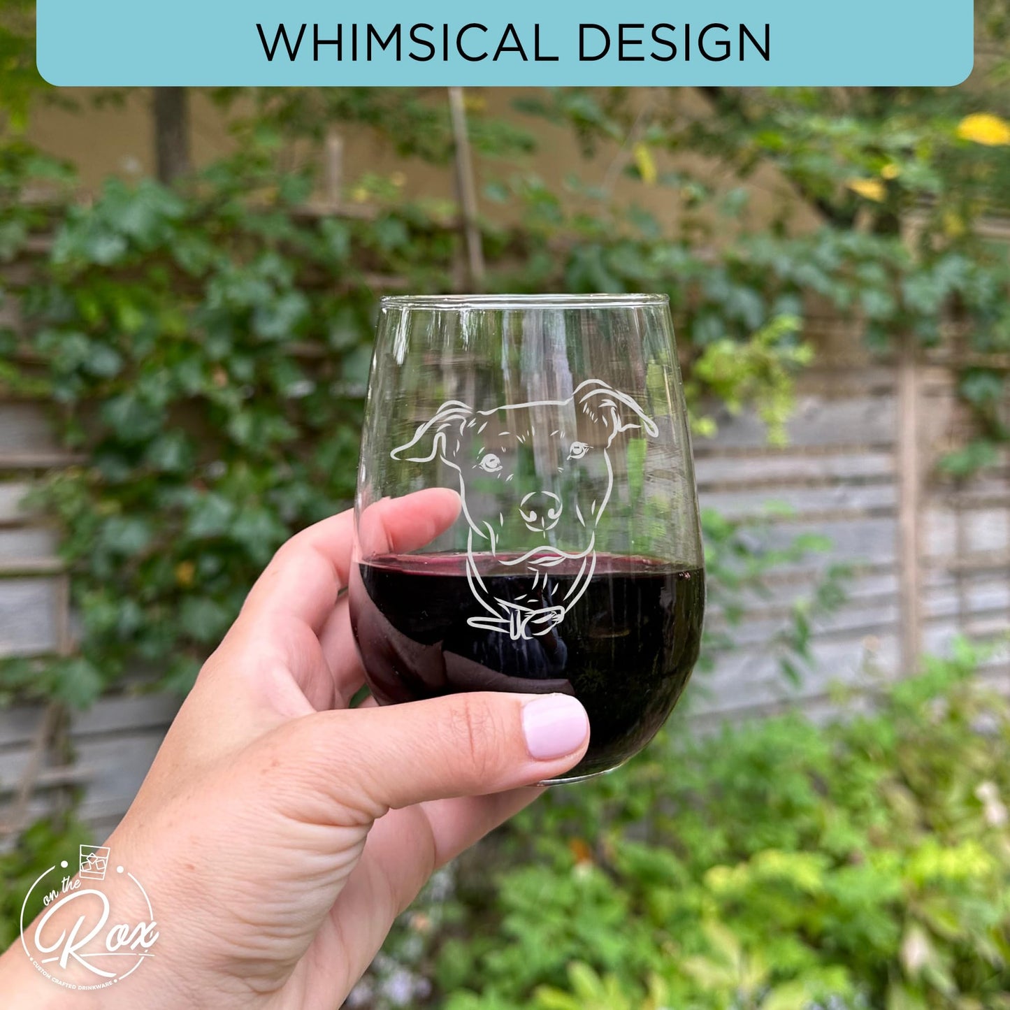 On The Rox Drinks Wine Pitbull Gifts for Pitbull Lovers - Show Me Your Pitties Stemless Wine Glass Set of 2- Funny Pit Bull Dog Lover Gifts for Mom, Grandma - Cute Pet Wine Glasses for Women