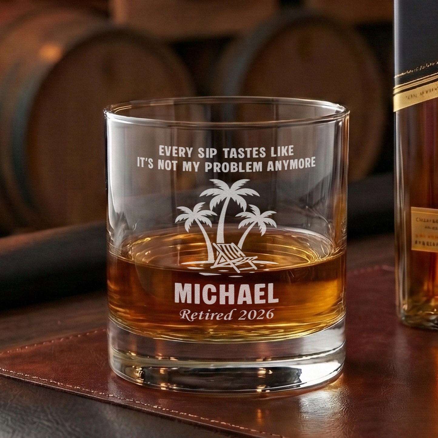 Funny Retirement Whiskey Glass For Men – Every Sip Counts Engraved Gift