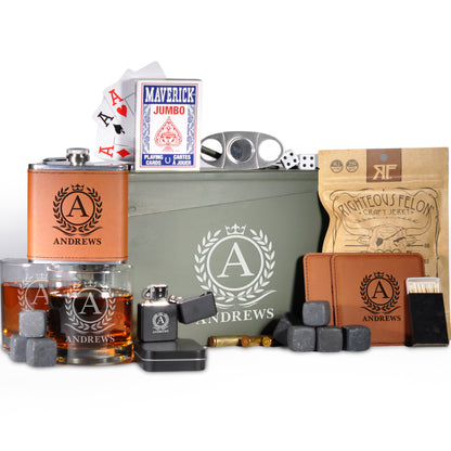 Custom Engraved Military Ammo Box Gift Set