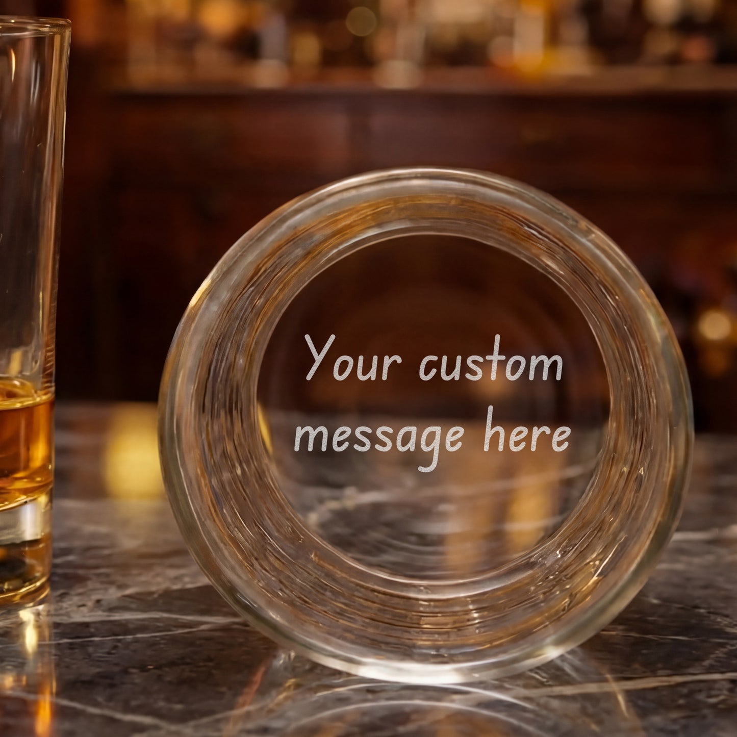 Personalized Bottom Engraved Whiskey Glass - Hidden Message Rocks Glass - Custom Secret Message Gift for Him, Groomsmen & Christmas