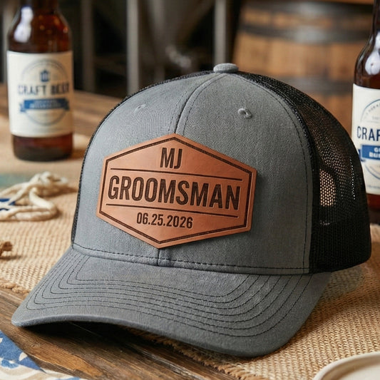 Custom Groomsmen Patch Hats - Laser Engraved Snapbacks for Wedding Party & Bachelor Party