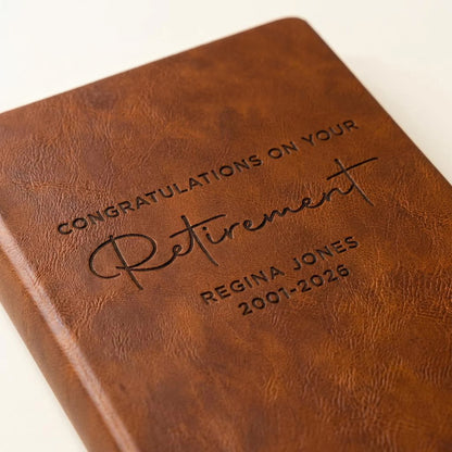 Personalized Retirement Journal - Custom Engraved Keepsake Book for Coworkers, Teachers & Friends - 4 Finishes & 2 Sizes