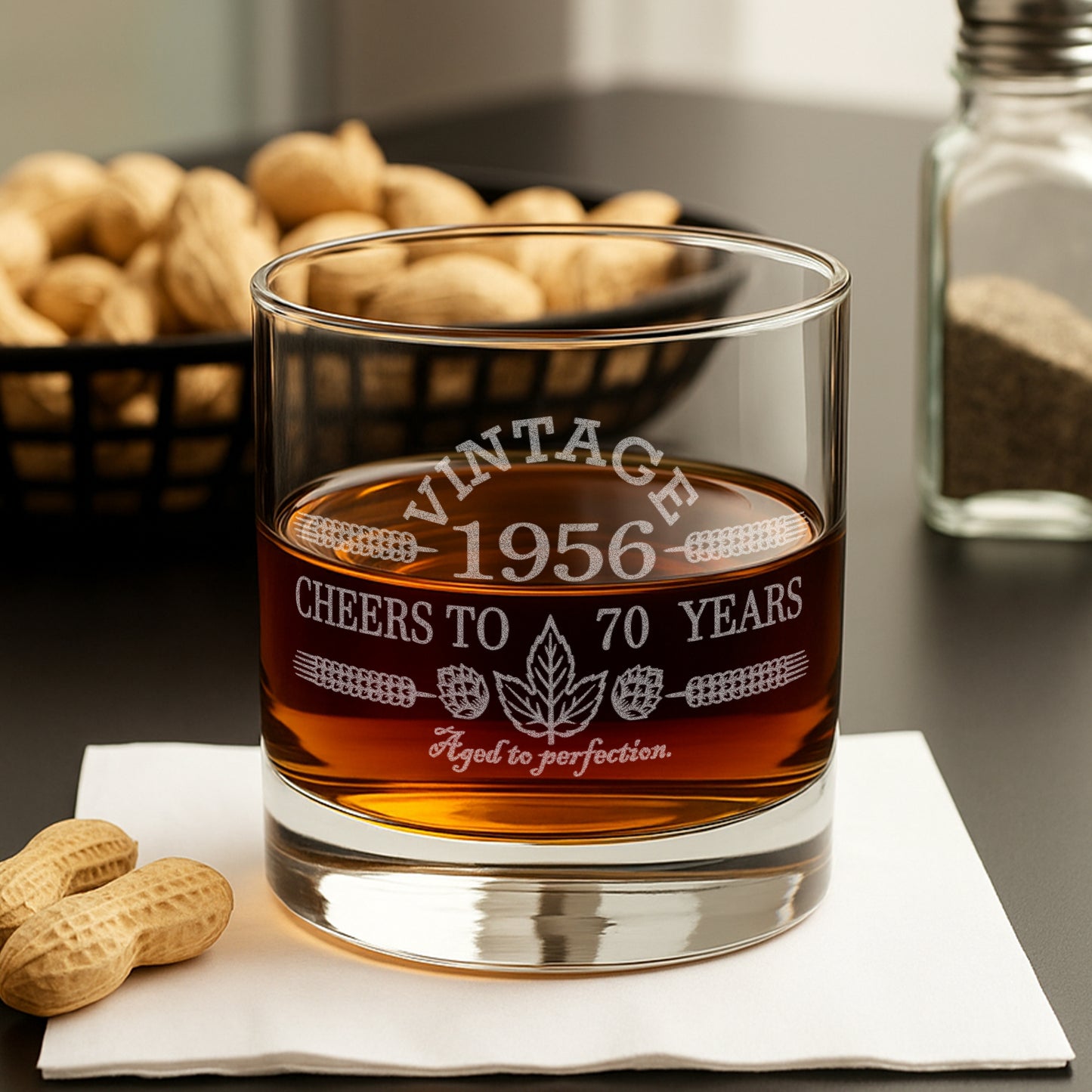 70th Birthday Gifts for Men and Women- 1956 Whiskey Glass