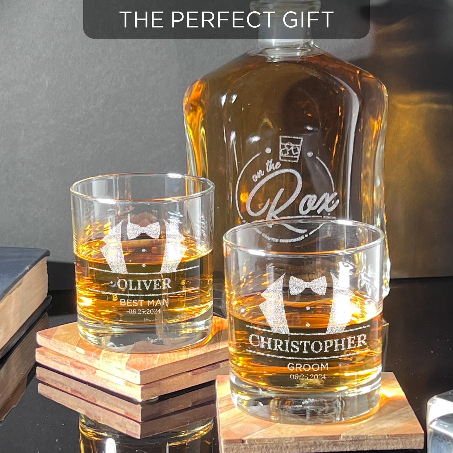 Personalized Groomsmen Whiskey, Bourbon Glass Gifts - Custom Groomsman Gift -Personalized Wedding Whiskey Glass - Groomsman Proposal - 11 oz Engraved Groomsmen Scotch Glass