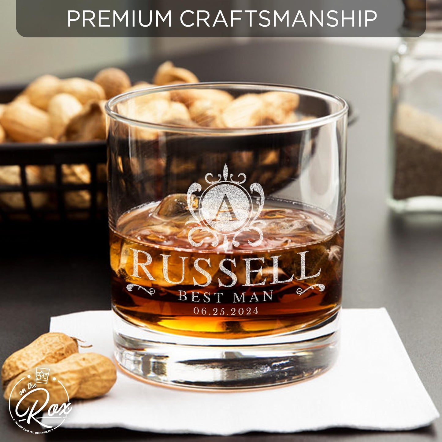 Personalized Groomsmen Whiskey, Bourbon Glass Gifts - Custom Groomsman Gift -Personalized Wedding Whiskey Glass - Groomsman Proposal - 11 oz Engraved Groomsmen Scotch Glass
