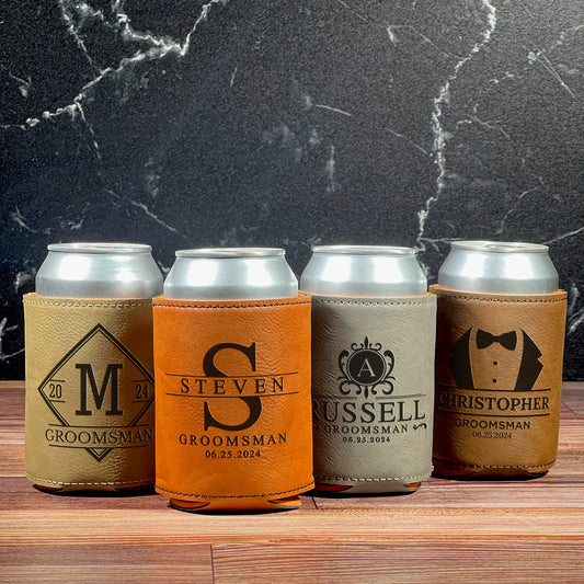 Personalized Groomsmen Can Cooler – Wedding Party Favor & Beer Holder