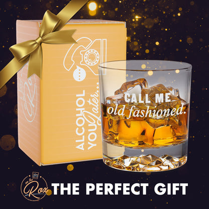 Funny Whiskey Glass-Fathers Day Gift-Call Me Old Fashioned-Birthday Gifts For Men-Gifts For Dad-Funny Gifts For Men-Old Fashioned Glass