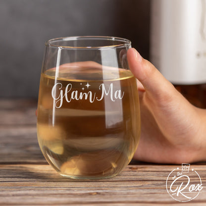 Glamma-Glamma Wine Glass-Funny Grandma Wine Glass-Mother's Day Gift For Grandma-Grandma Stemless Wine Glass-Grandma-Gift Ideas For Grandma