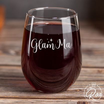 Glamma-Glamma Wine Glass-Funny Grandma Wine Glass-Mother's Day Gift For Grandma-Grandma Stemless Wine Glass-Grandma-Gift Ideas For Grandma