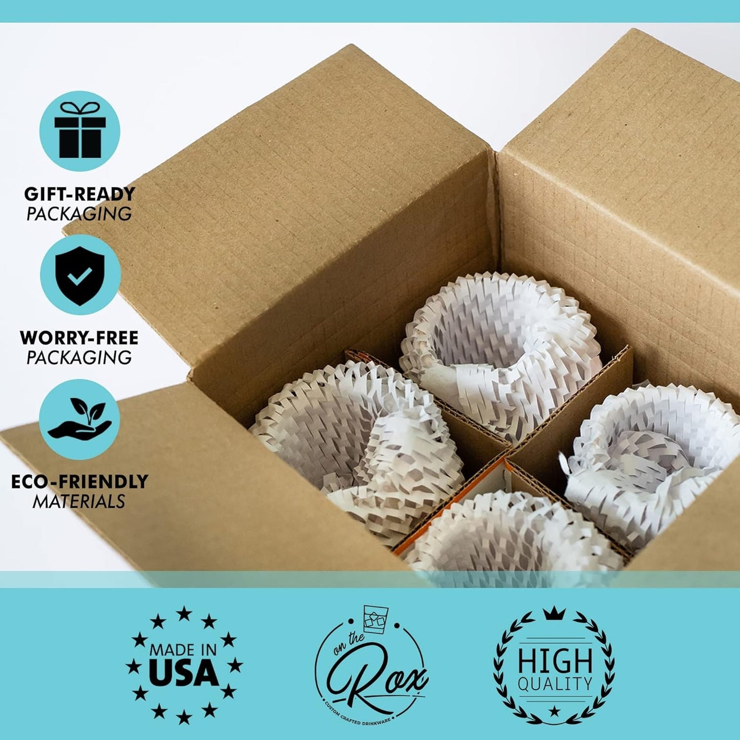 Funny Christmas Wine Glasses - 'Baked', 'Lit', 'Bottoms Up', 'Blitzened' Printed Stemless Wine Glass Set of 4 - Holiday Gifts for Her