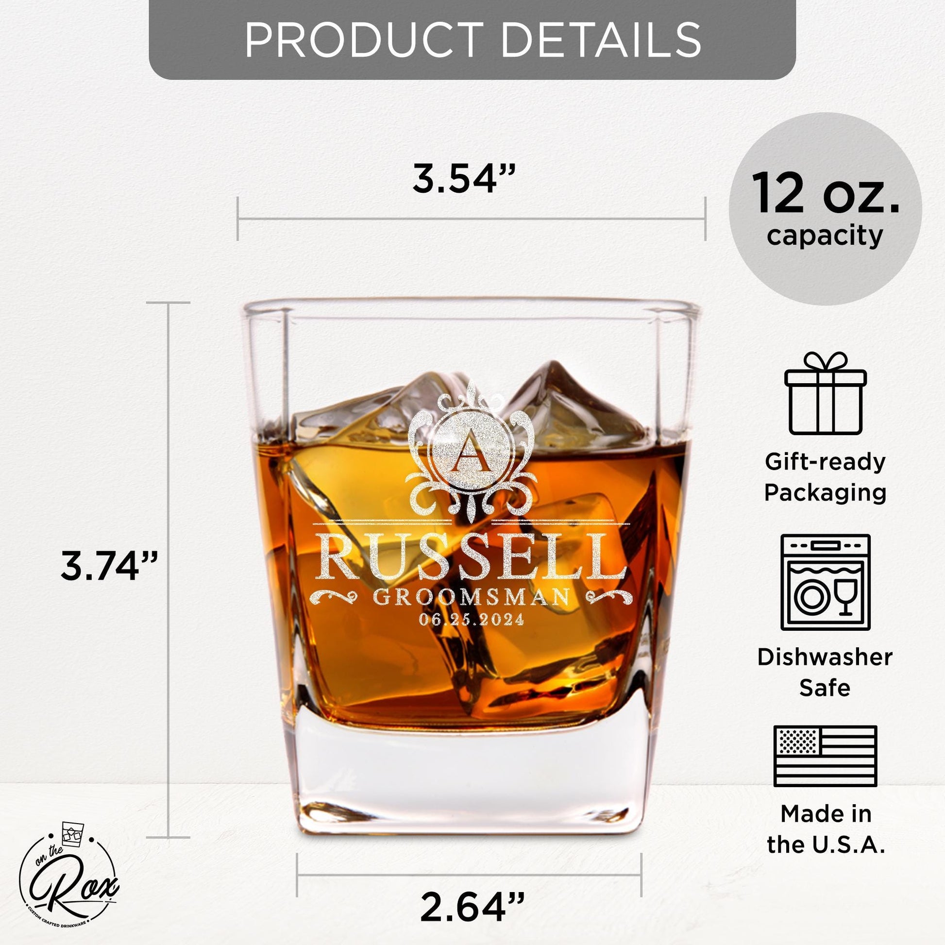 Personalized Groomsmen Whiskey Glass–Custom Engraved Best Man Gift–Groomsman Proposal Gift–Wedding Party Bourbon Glass