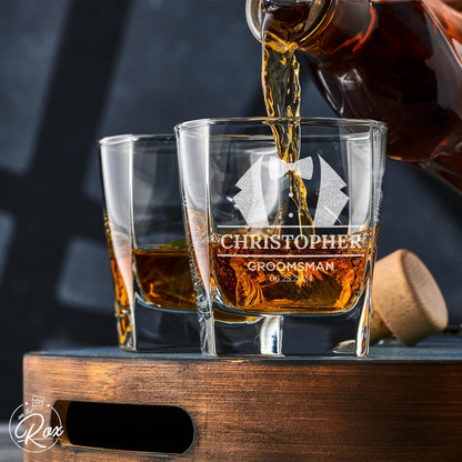 Personalized Groomsmen Whiskey Glass–Custom Engraved Best Man Gift–Groomsman Proposal Gift–Wedding Party Bourbon Glass
