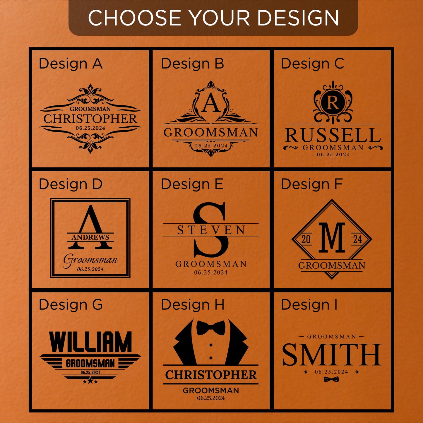 Custom Engraved Groomsmen Flask - Personalized PU Leather Wedding Party Gift - 6oz Best Man & Groomsman Proposal Flask
