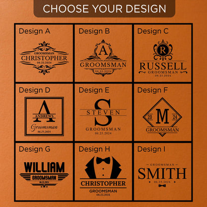 Custom Engraved Groomsmen Flask - Personalized PU Leather Wedding Party Gift - 6oz Best Man & Groomsman Proposal Flask