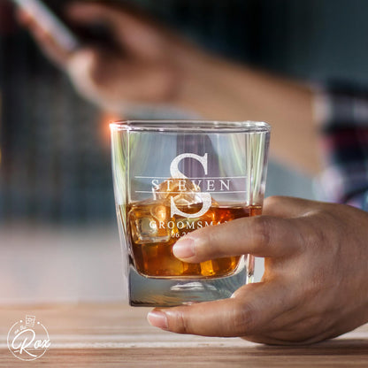 Personalized Groomsmen Whiskey Glass–Custom Engraved Best Man Gift–Groomsman Proposal Gift–Wedding Party Bourbon Glass