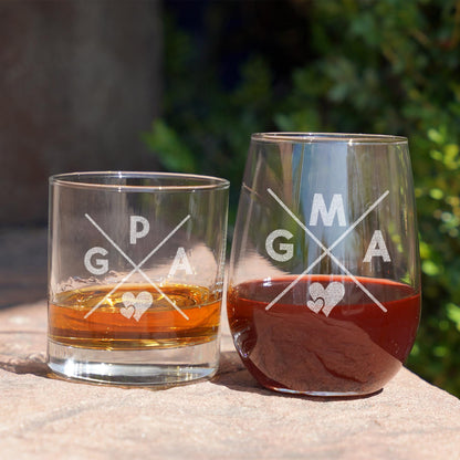 Grandparent Gifts-Gma Gifts-Gift Ideas For Grandma And Grandpa-Gpa Gifts-Grandparent Cocktail Glasses-Grandparents Wine And Whiskey Set