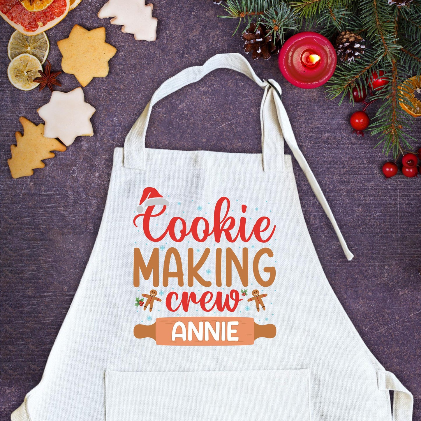 Personalized Kids Christmas Apron-Personalized Christmas Apron-Christmas Baking Crew-Cookie Crew Christmas Apron-Christmas Apron For Kids