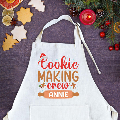 Personalized Cookie Making Crew Apron-Personalized Christmas Cookie Aprons-Custom Aprons-Kids Cookie Baking Apron-Cookie Crew-Matching Apron