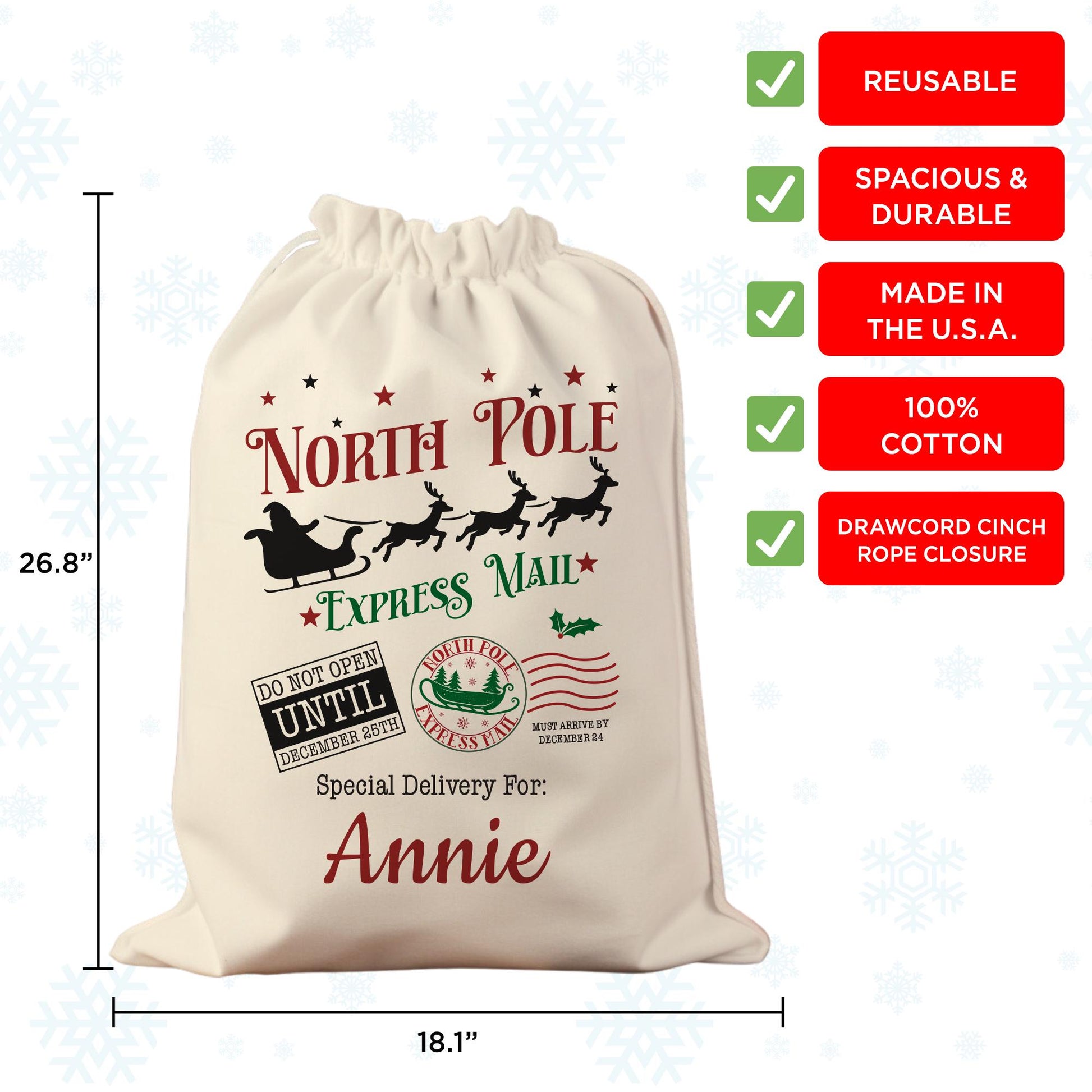 Personalized Santa Delivery Bag-Personalized Christmas Bags-Santa Sacks-Christmas Delivery Bag-Santa Gifts-Santa Decor-Santa Gift Bag