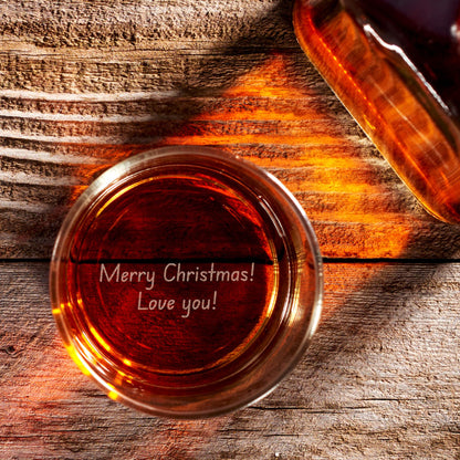 Personalized Bottom Engraved Whiskey Glass-Personalized Mens Gifts-Personalized Message-Personalized Christmas Gifts-Secret Santa Gift