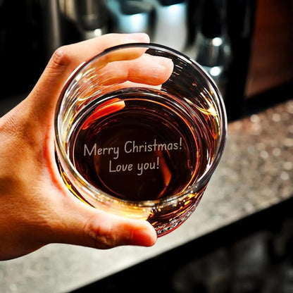 Personalized Bottom Engraved Whiskey Glass-Personalized Mens Gifts-Personalized Message-Personalized Christmas Gifts-Secret Santa Gift